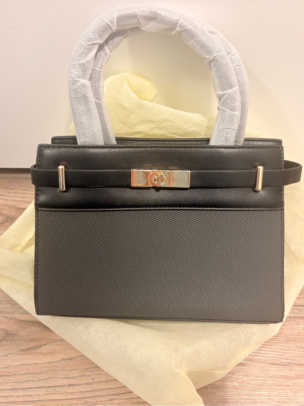 Classic Black Top-Handle Women's Bag with Gold Hardware